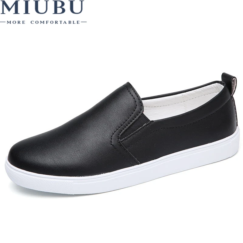 

MIUBU 2020 New Muffin Heavy-Bottomed Shallow Mouth Of Leather Shoes Women Shoes Casual Shoes A Pedal Student Flat Bottom Shoes