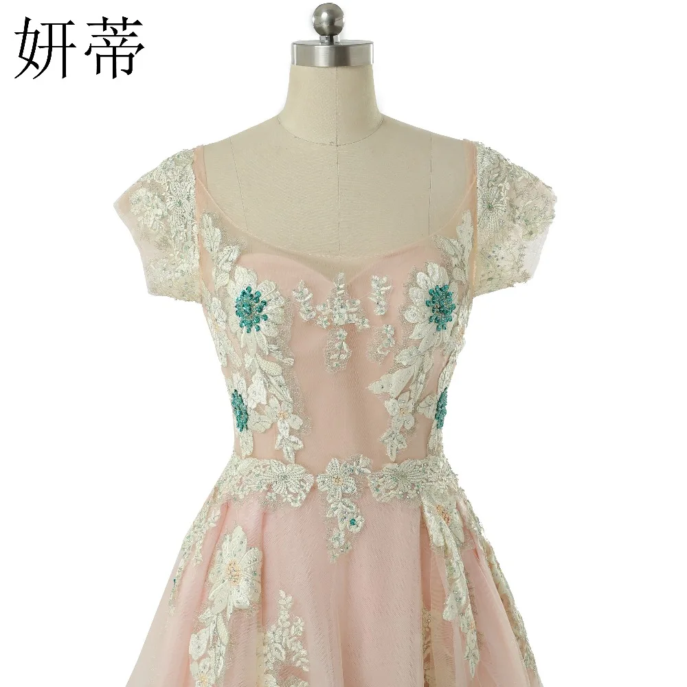 Очаровательное кружевное ТРАПЕЦИЕВИДНОЕ выпускное платье с блестками и бисером