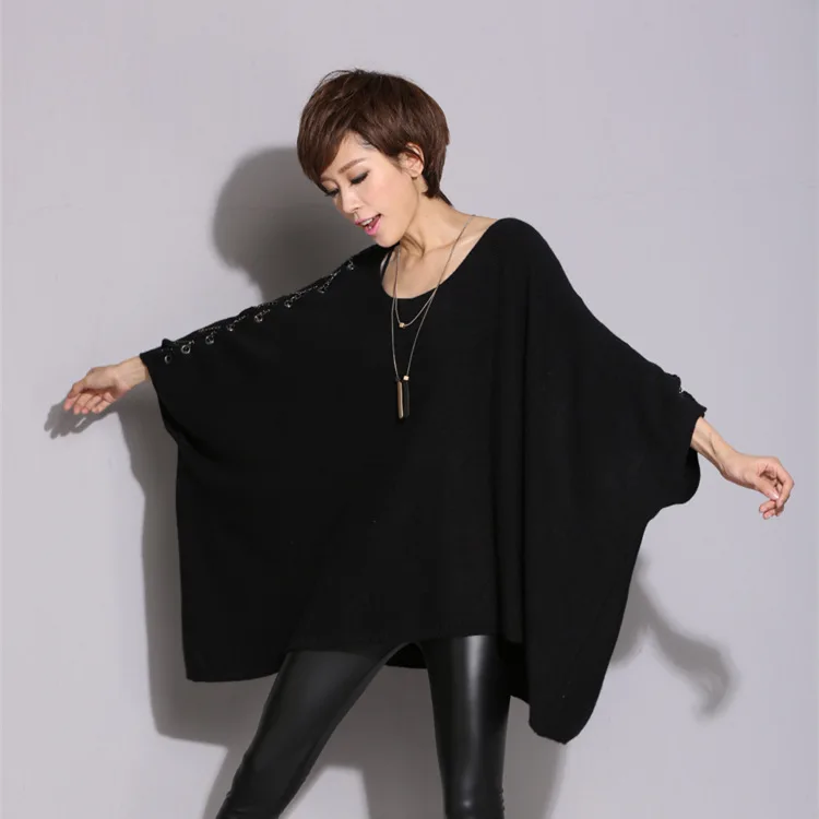 2018 Winter New Loose Large yard Ms. Sweaters Knitted Long section Neck Warmth Batbolt | Женская одежда