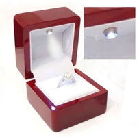 luxury ring leather box with led light engagement wedding rings case boxes red new 2021 dropshipping wholesale