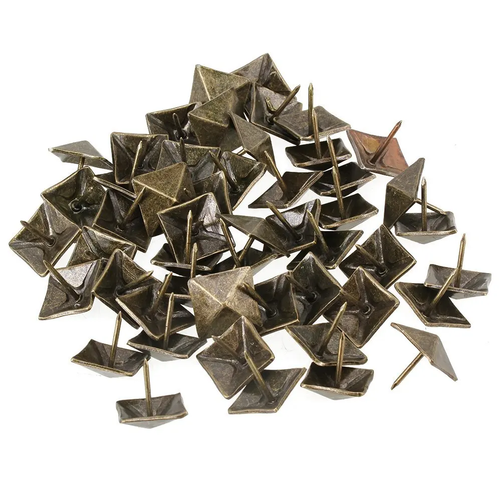

50pcs/lots 19 x 21mm Replacement Bronze Antique Square Upholstery Nails Tack Pyramid Studs Vintage Furniture Every