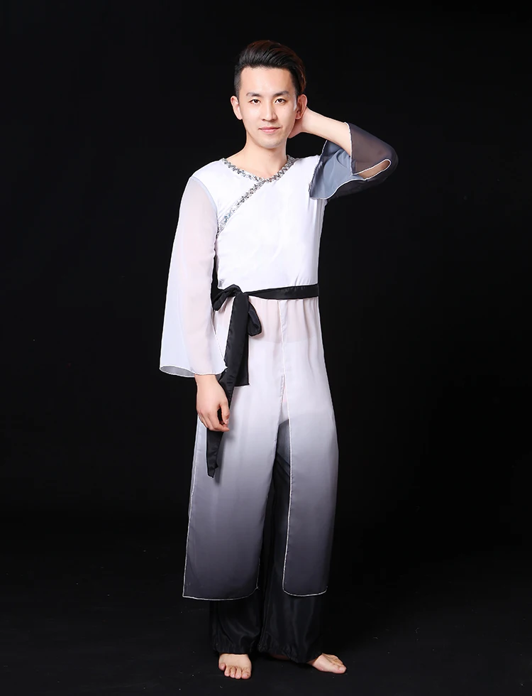 Rushed китайский Hanfu Классическая танца Костюмы Для мужчин Национальный Костюм Градиент Современная Античная Китайский Стиль