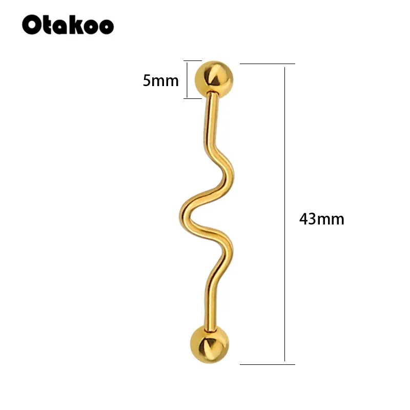 Otakoo 1 шт. 316L хирургическая сталь витая штанга Бар приндлежности для пирсинга языка промышленного пирсинг тела женщин панк-шпильки украшения для пирсинга уха