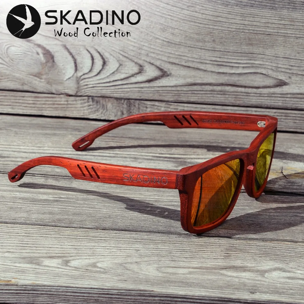 

SKADINO UV400 Polarized Red Rose Full Wood Sunglasses Fashion Sun Glasses for Women Men Coated Gray Lens Handmade Cool Brand