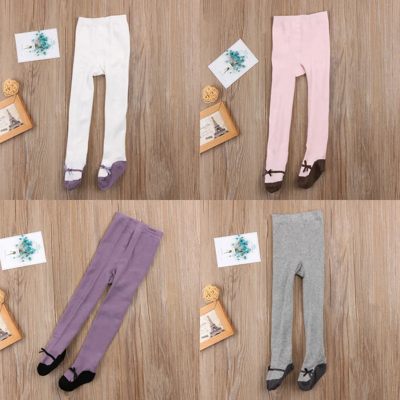 Принцесса Дети Хлопковые колготки для маленьких девочек с длинными sockken чулки Термальность трикотажные колготки с бантом мягкие Стрейчевые теплые колготки