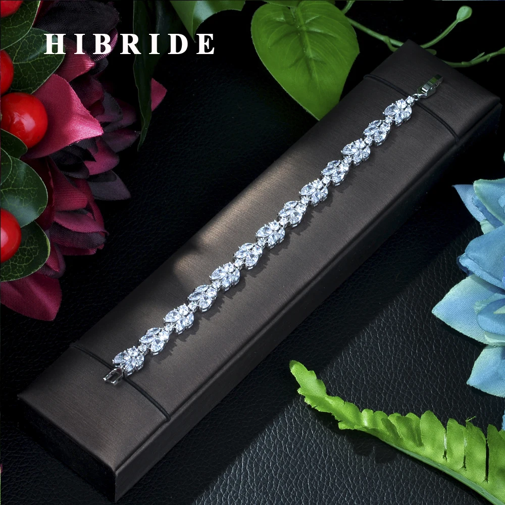 

HIBRIDE JEWELRY Brand AAA Cubic Zircon Wedding Bracelets,White Color Luxury Women Jewelry Bracelets For Women, B-005