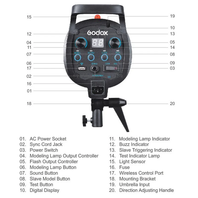 Godox QS серии QS800 QS-800 800Ws профессиональная студийная Фотостудия вспышка осветительная лампа Стробоскопическая головка 800 Вт 220 В 110 В