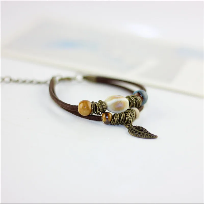 Новинка 2017 Винтажные Украшения регулируемый веревочный браслет женские