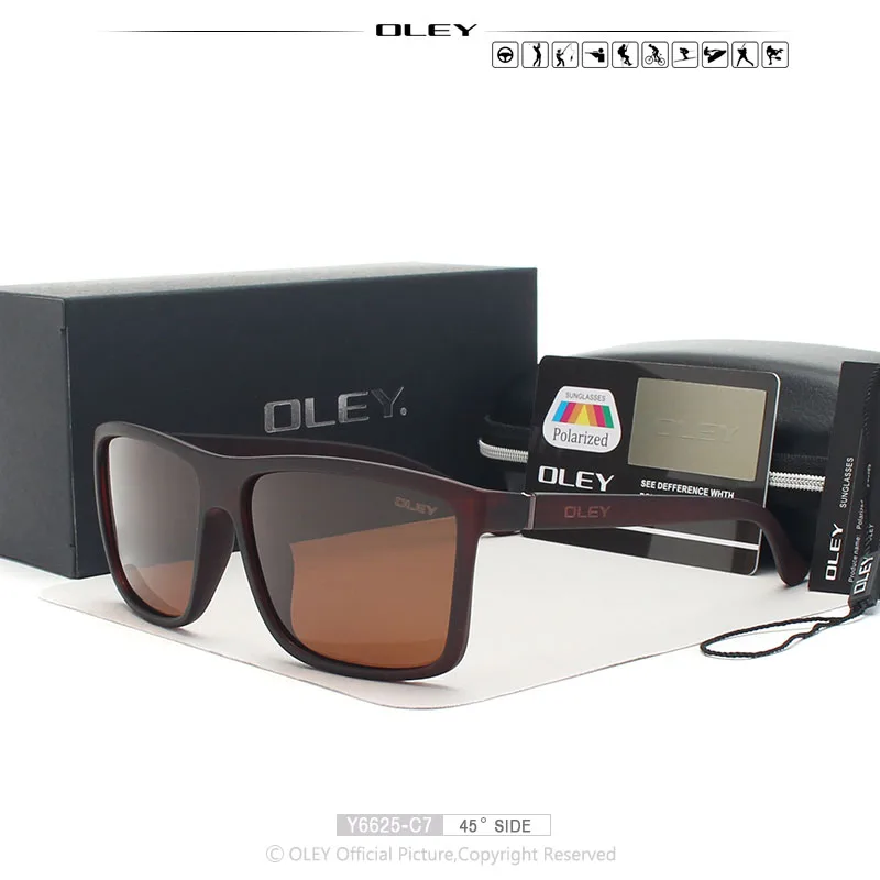 Y6625 C7 BOX OLEY, брендовые, Ретро стиль, солнцезащитные очки, мужские, классические, мужские, квадратные очки, для вождения, для путешествий, очки, унисекс, Gafas Oculos UV400 Y6625 - Цвет линз: Y6625 C7 BOX