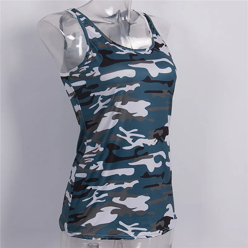 Женский Камуфляжный жилет без рукавов Повседневная футболка с цветочным принтом