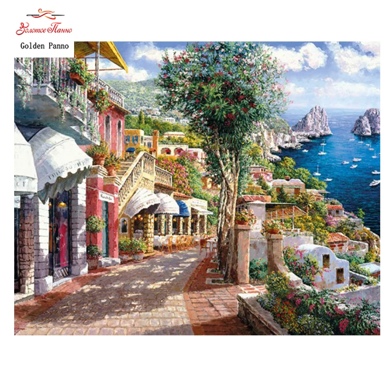 

Golden Panno,Needlework,DIY DMC 14CT Cross stitch Kit, Pattern Embroidery Cross-stitch Painting,Christmas,crafts,city,sea 1026