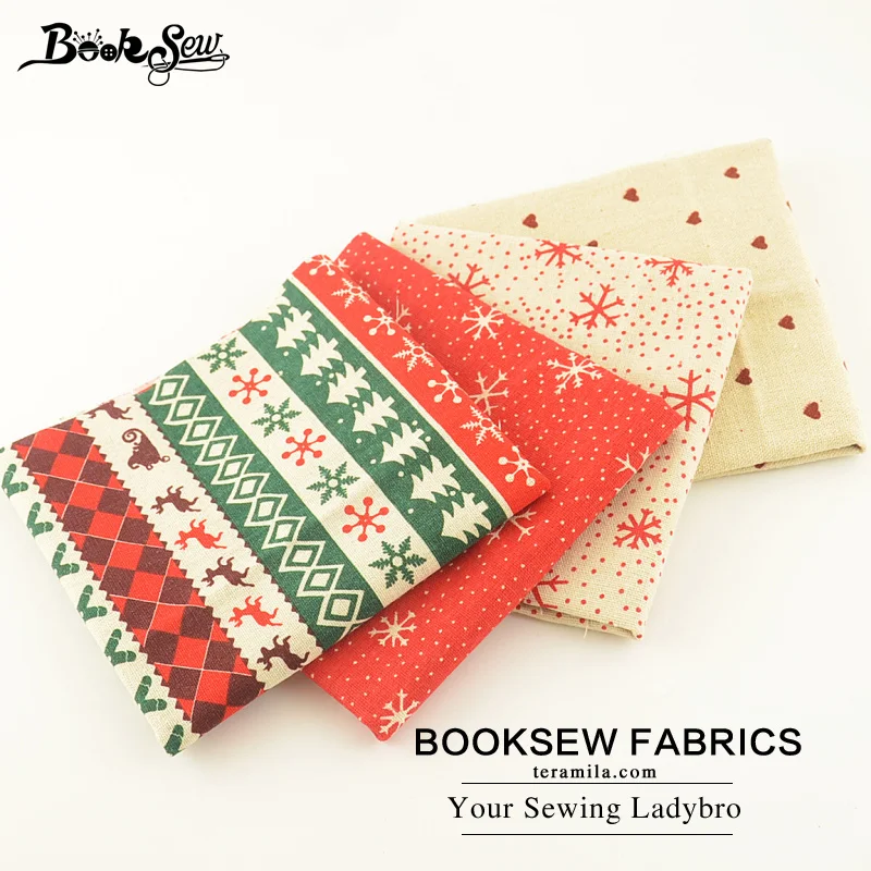 Booksew хлопок белье Ткань 4 шт./лот 45 см x Новогодние товары Стиль Вышивание ткань