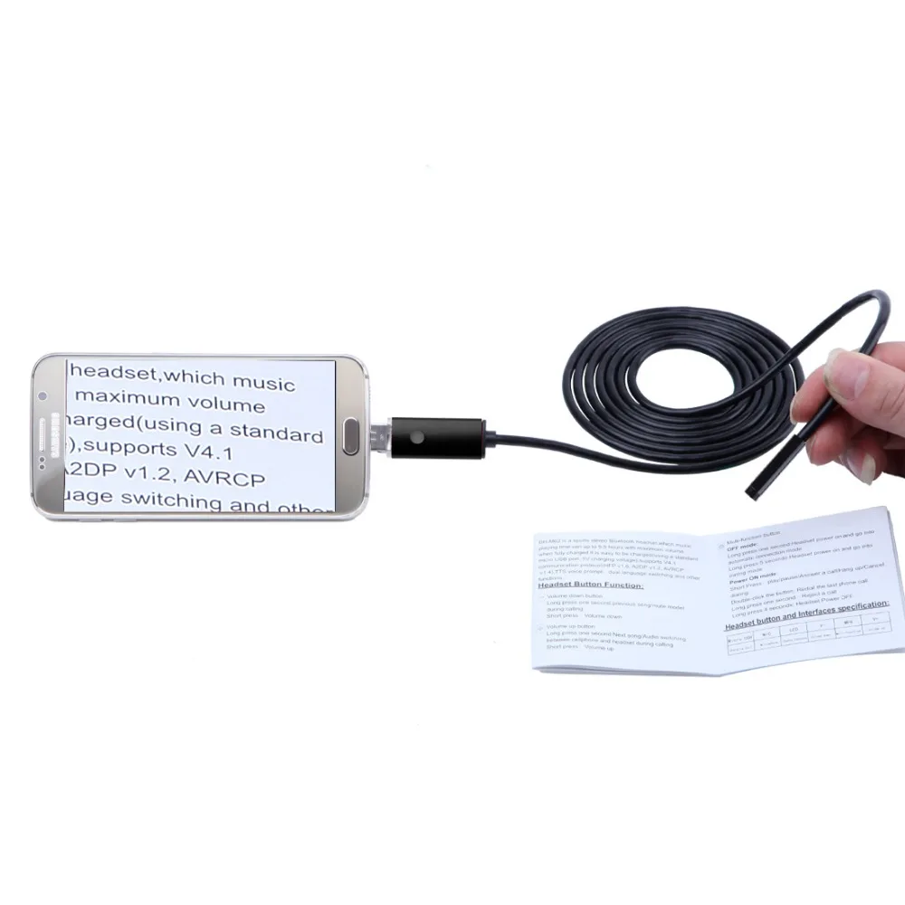 2in1 AN99 2mp 5 м 2 Android USB эндоскопа HD Камера 8 мм IP67 walterproof змея HD720P android Mobile бороскоп|usb