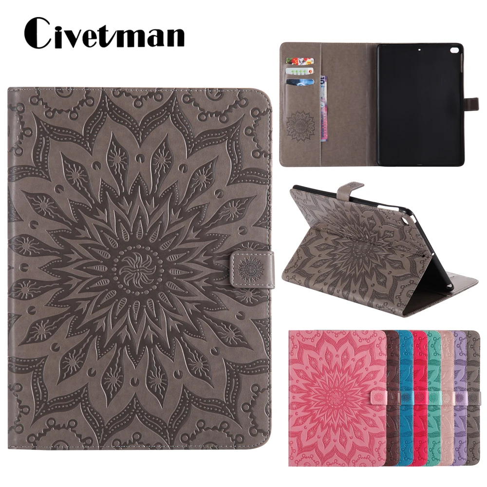 

For iPad Air 2 Air 1 Case New iPad Pro 9.7 inch Embossing PU Leather Soft Back Cover Smart Cover Folio Case Auto Wake Cover Case