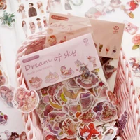100pcspack kawaii unicorn face cat leaves decorative washi stickers scrapbooking stick label diary stationery album stickers