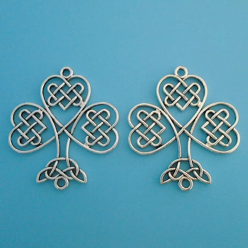 5 x Серебряный цвет полый большой кельтический узел Shamrock шармы соединители