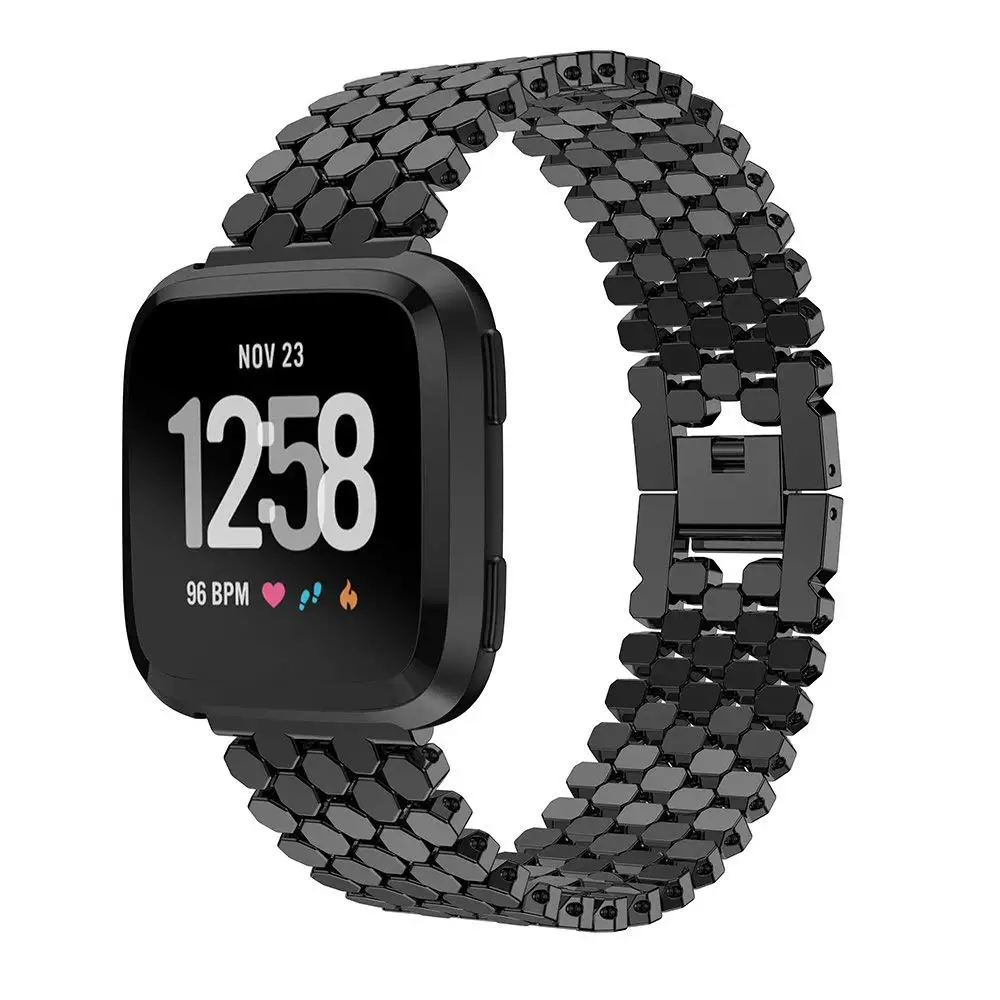 KINGBEIKE 3 цвета ремешок из нержавеющей стали для Fitbit Versa Смарт часы металлический