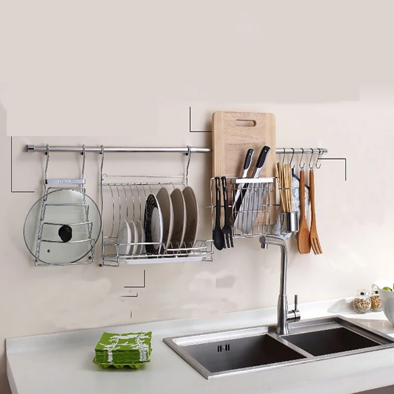 Подвесные железные кухонные принадлежности раковина сторона дренажная полка