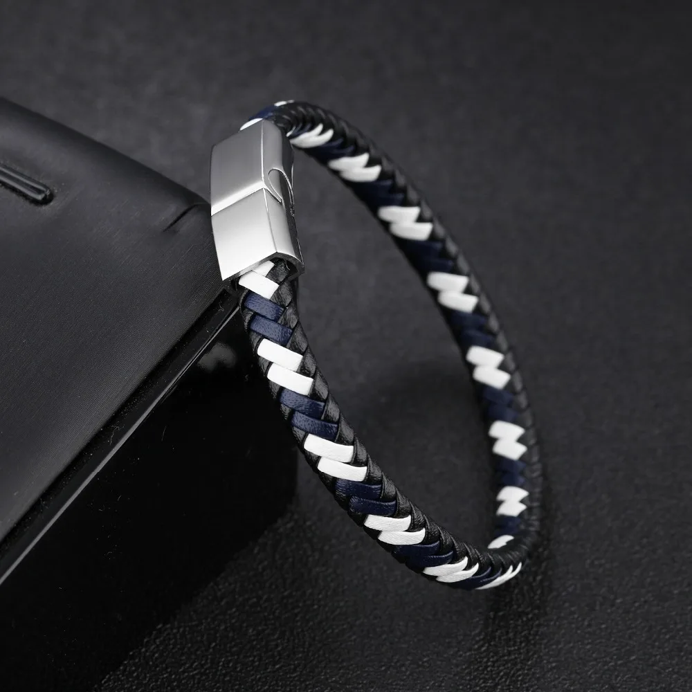 Трансграничной электронной коммерции источник творчески кожаный браслет с Titanium