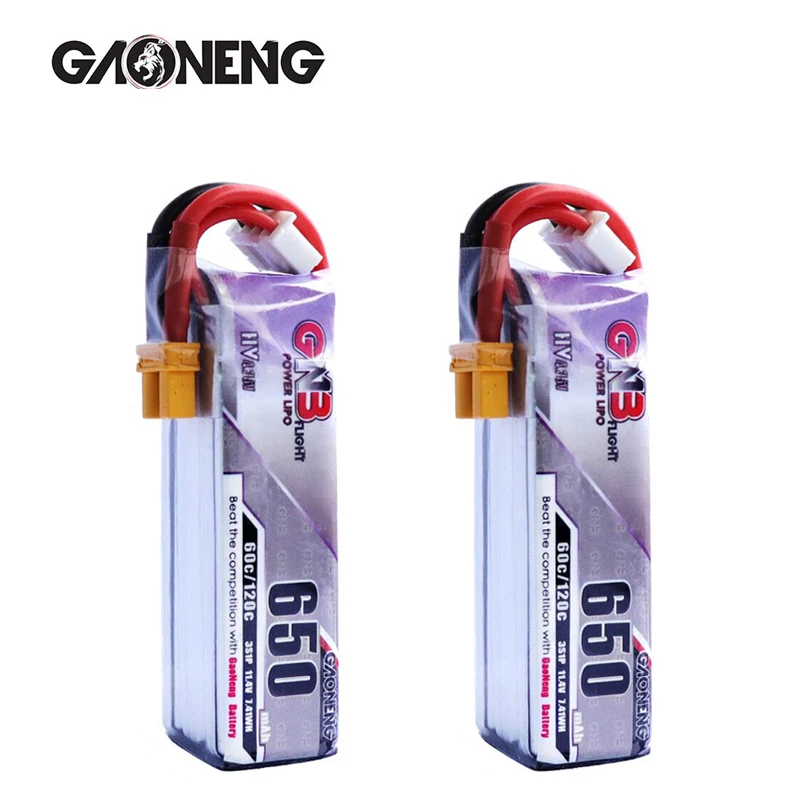 2 шт. аккумулятор Gaoneng GNB 650 мАч 3S 11 4 в 60C/120C HV Lipo разъем XT30 для FPV Racing Drone axis UAV RC Quadcopter