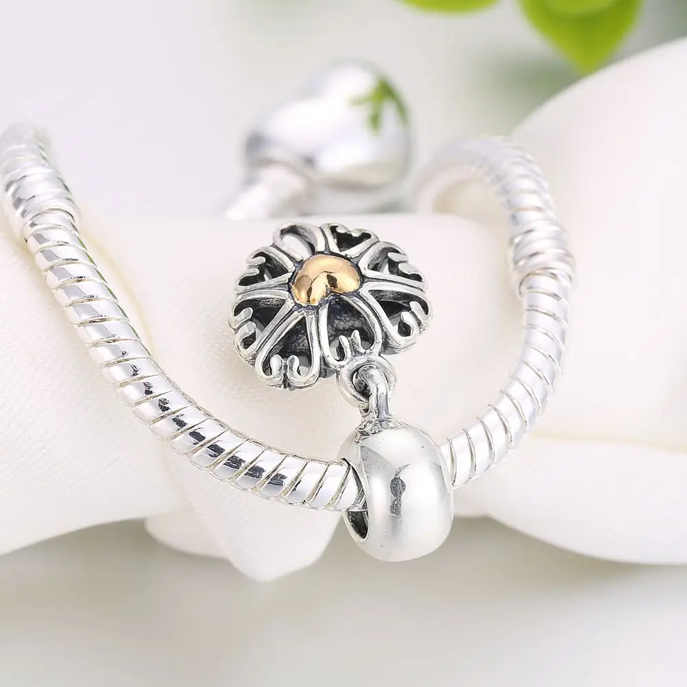 WAYA Fine Jewelry 925 Sterling Silver Charm Openwork Hearts Charms European Fit Bracelet &amp Bangle DIY Accessories | Украшения и
