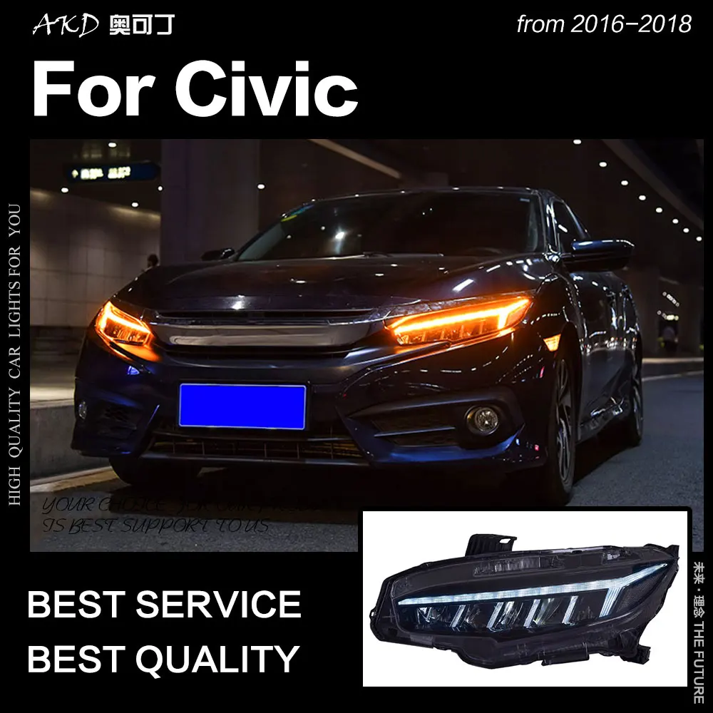 AKD автомобильный Стайлинг для Civic фары- все светодиодный фары DRL динамический сигнал Hid фара биксеноновый луч авто аксессуары