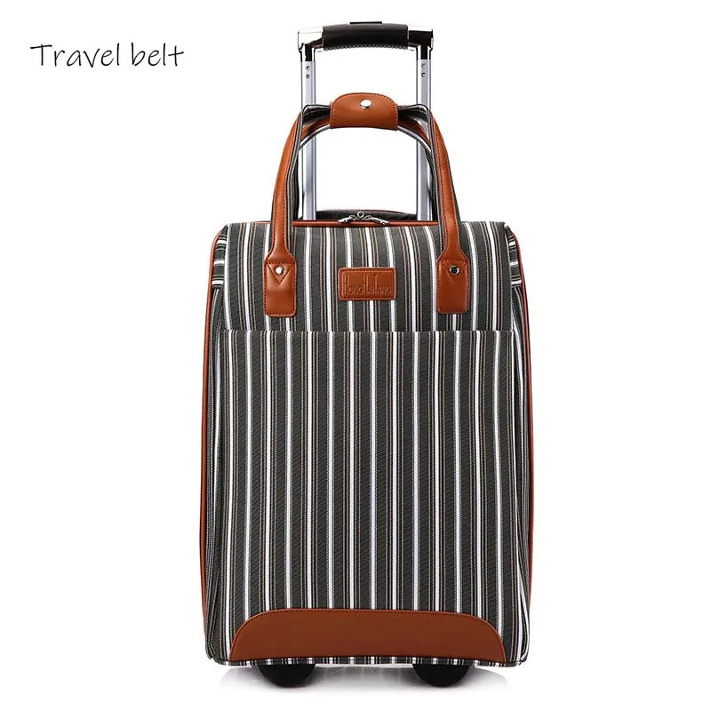 Luggage Дорожный ремень 20 дюймов Оксфорд багаж на колёсиках набор Спиннер женский брендовый чемодан колеса полоса переноска дорожные сумки - Цвет: Luggage