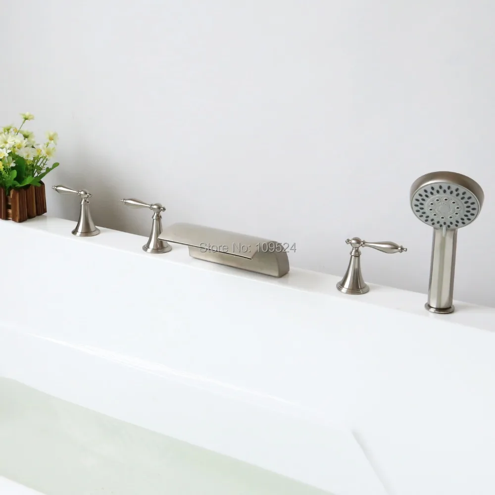 Бесплатная доставка матовый никелевый водопад 5 шт. широко распространенный кран