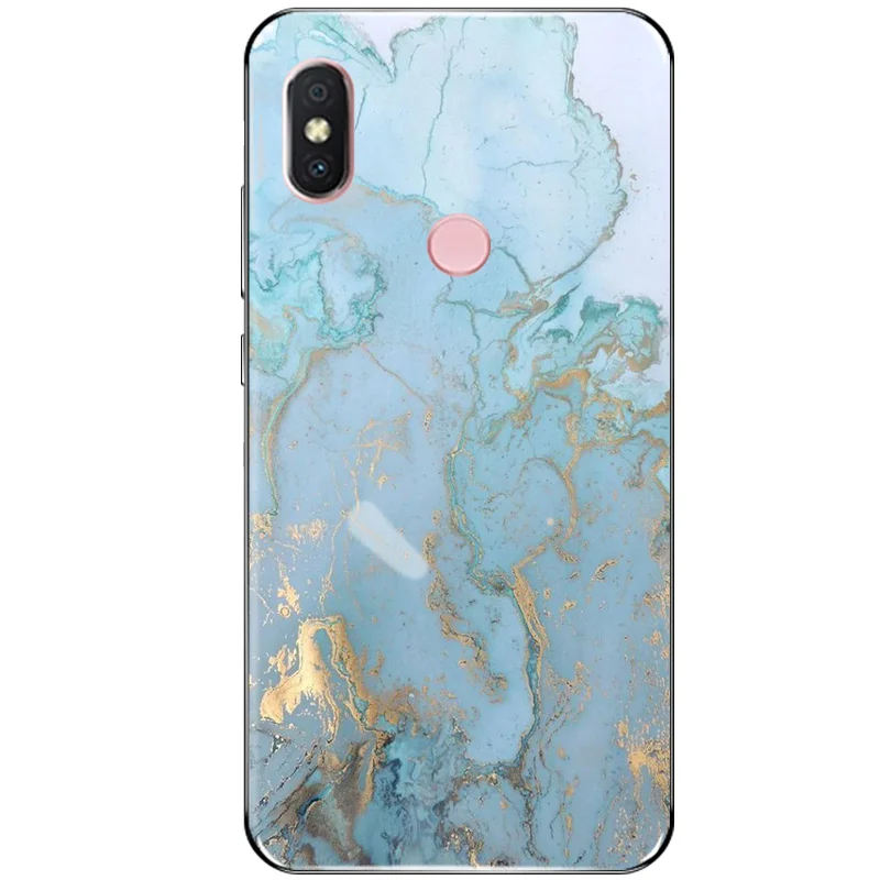 Colorful Stone Phone Case For Xiaomi Mi A2 MiA2 Cases Granite Marble Pattern Soft Silicone TPU Cover 6X Mi6X |
