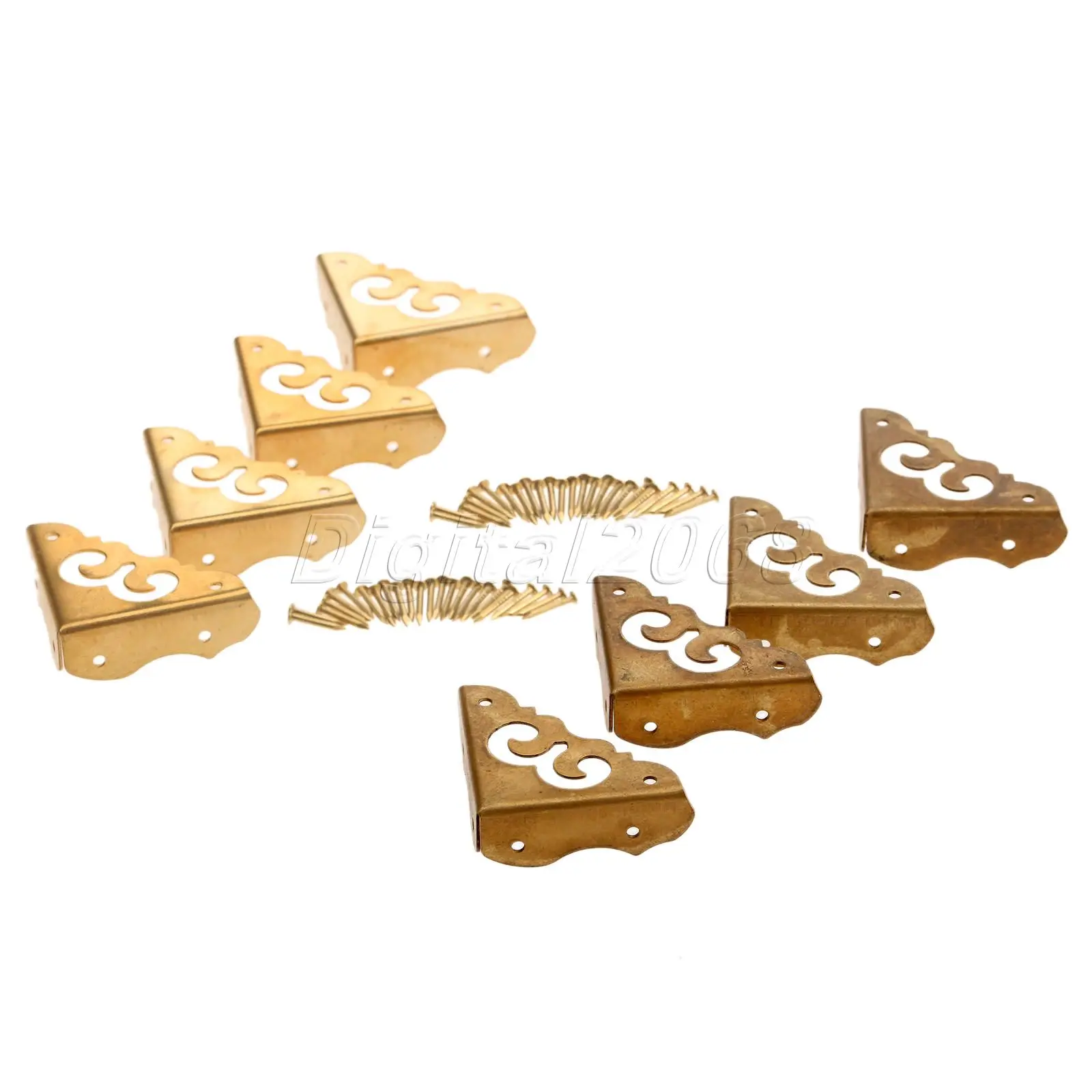 

New 4pcs Plain Brass/Antique Copper Hardware Trunk Side Plate for Cabinet Trunk Jewelry Box Chest 3*3*3cm