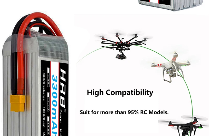 HRB 6S 22,2 V Lipo батарея 3300mah XT60 T Deans XT90 TRX EC5 для квадрокоптера FPV самолеты гоночные внедорожные автомобили лодки RC части 50C