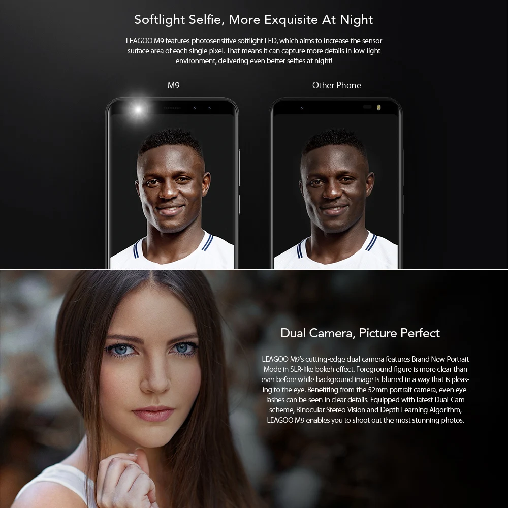 Для русских LEAGOO M9 5.5 дюйма 18:9 Android 7.0 2GB+16GB WiFi GPS 2850mAh 3G WCDMA смарфтон отпечатков пальцев