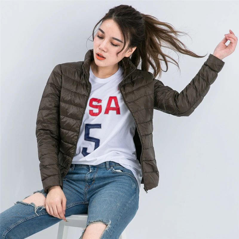 Теплый ультра легкий белая утка вниз куртка Повседневное тонкий Осенне-зимняя