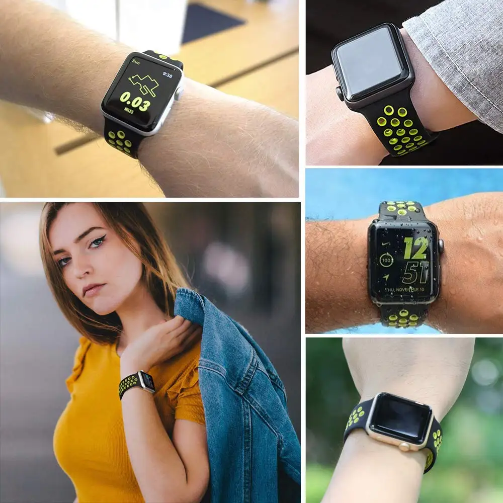 Rovtop силиконовый ремешок для Apple Watch Band Браслет часов аpple резиновый 4 3 2 спортивный