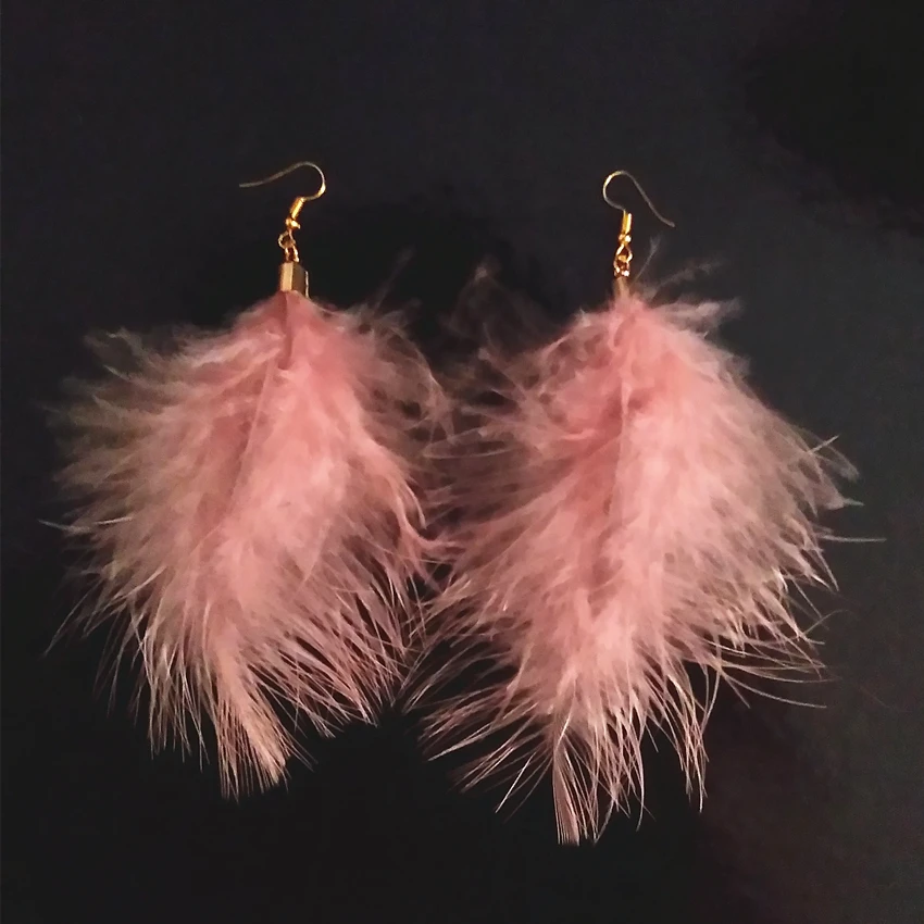 12 пара/лот перо серьги розовый коричневый Висячие для Женская мода ювелирные