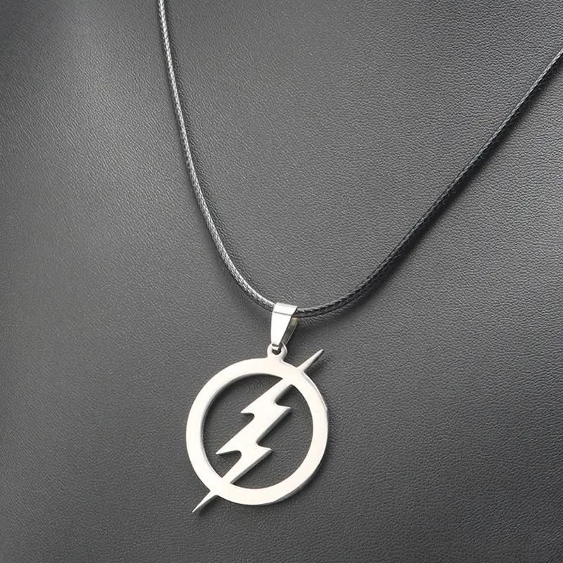 lightning TANGYIN очаровательное мужское ожерелье из нержавеющей стали длинная кожаная веревка Супермен крест ожерелье в стиле панк с подвеской для мужчин и женщин ювелирные изделия - Окраска металла: lightning