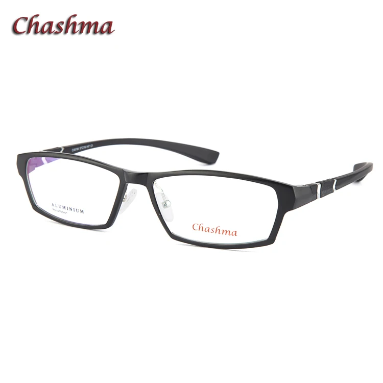 Black Бренд Chashma, спортивные стильные мужские очки, алюминиево-магниевая оправа TR90, дужки, модные очки в полной оправе для мужчин, ширина 145 - Цвет оправы: Black