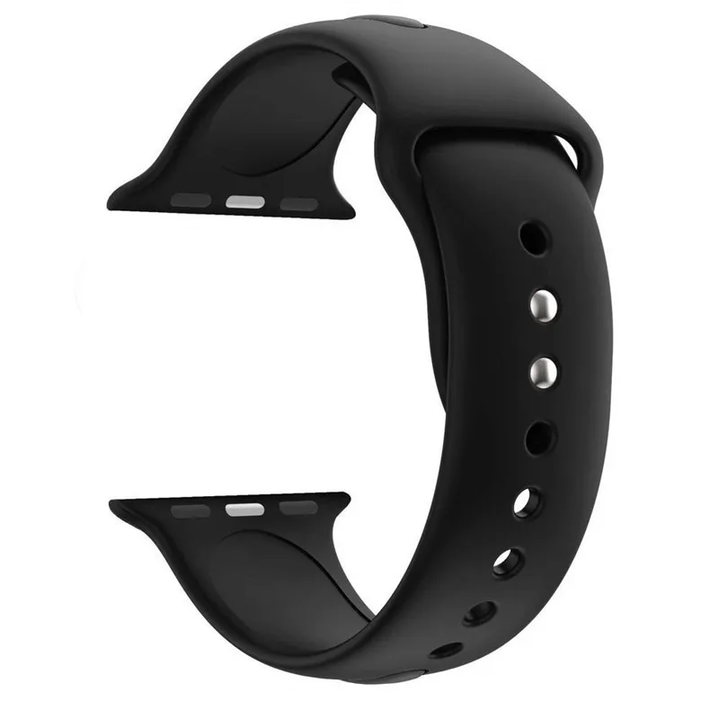 black Спортивный ремешок для Apple Watch Series 4 44 мм 40 мм пояс, мягкие силиконовые спортивный ремешок замена наручные браслет для iWatch ремешки - Цвет ремешка: black
