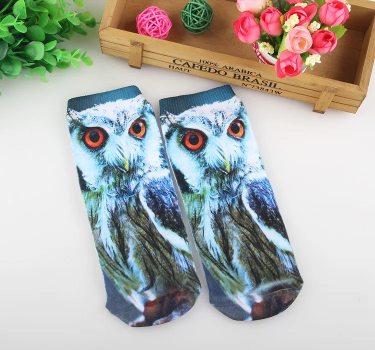 Модные женские носки с объемным принтом животных из аниме повседневные короткие