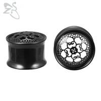 zs 2 pcs 316l stainless steel tunnels ear plugs hollow flower shapes gauges expander fashion piercing body jewelry ear tunnels