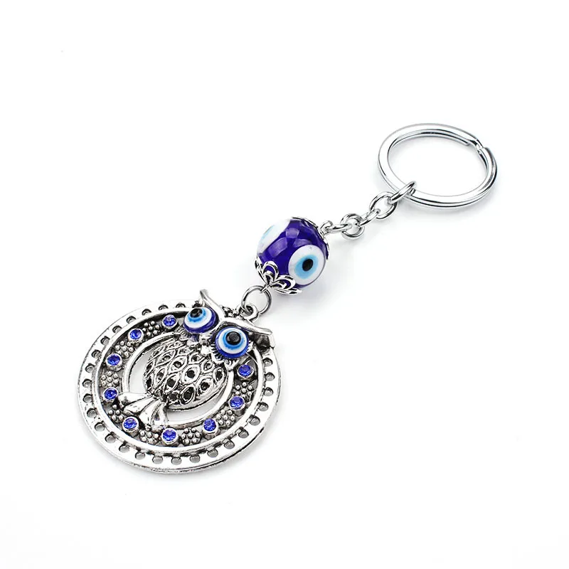 Брелок счастливый глаз с кристаллами Сова сглаза животное Сумочка автомобиль