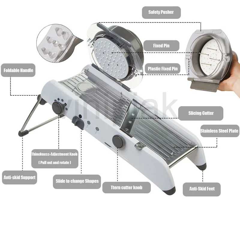 Мандолиновая ломтерезка регулируемая толщина искусственная луковая лезвие из