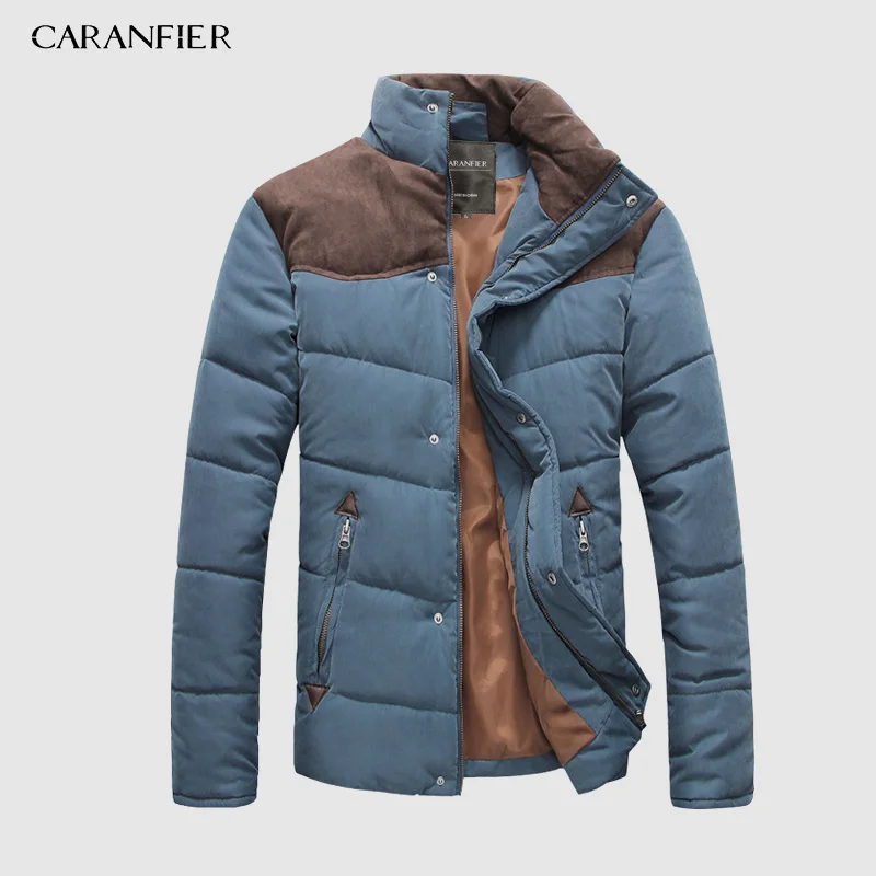 MY01 Sky blue CARANFIER Новая мужская парка зимняя Толстая куртка с воротником Смарт повседневное хлопковое пальто английский стиль дышащая теплая мужская куртка XS-4XL - Цвет: MY01 Sky blue