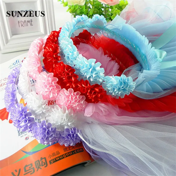 

Little Princess Headwear Two-layers Tulle Bridal Veils For Children Flowers Garland Kids Flower Girls Veils For Wedding BV-079