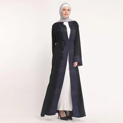 Кафтан абайя Дубай, Турция халат мусульманский хиджаб платье Катара Caftan Абая для женщин турецкий ислам ic одежда Рамадан джеллаба - Цвет: Черный