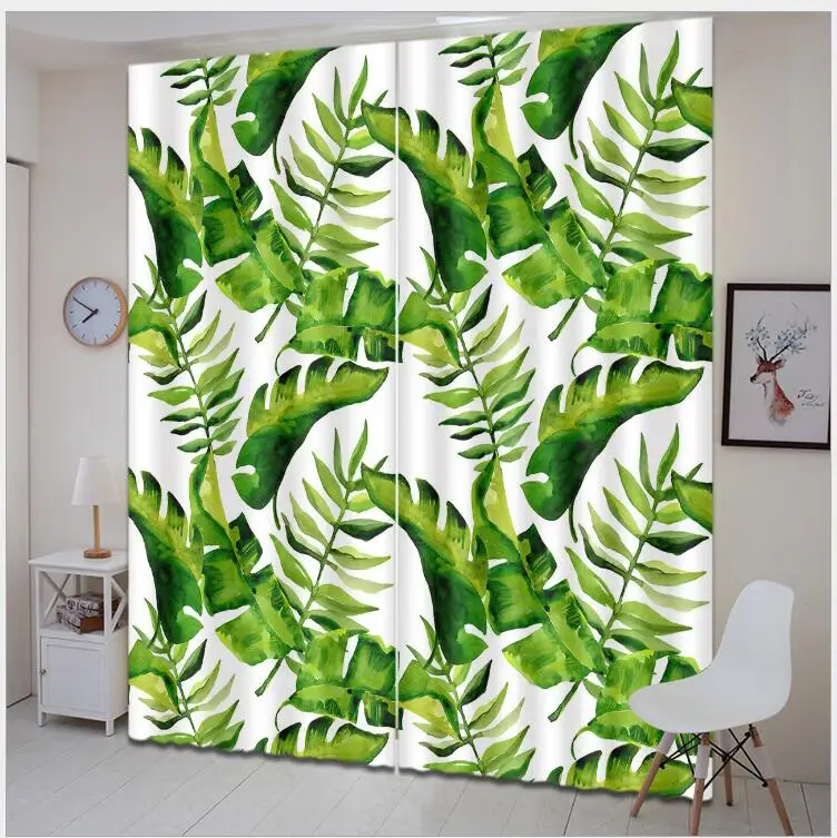 

kitchen and living room Curtain Plant shading 3D Window Curtain office Bedroom Drapes Cortina Rideaux Customized size pillowcase
