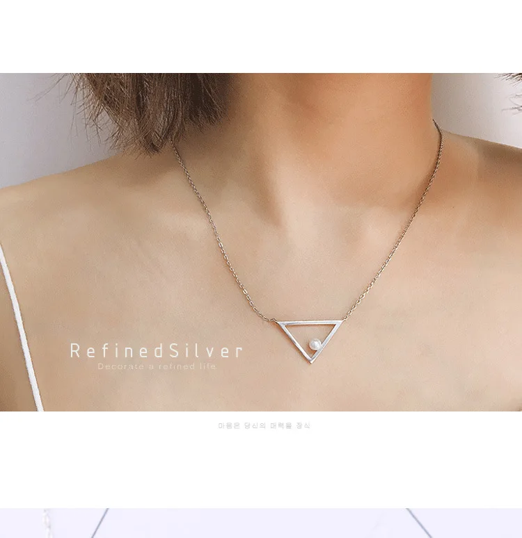 Маятниковые ожерелья collier argent aros mujer oreja de plata 925 ювелирные изделия colgantes минимализм подвеска треугольная ожерелье colares