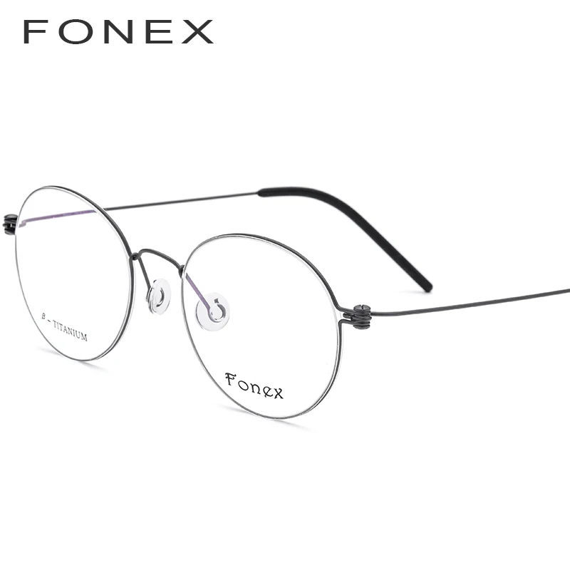 FONEX B Титан Близорукость Оптические очки оправа для мужчин рецепт корейские круглые очки для женщин Безвинтовые очки 7510 - Цвет оправы: matte gray