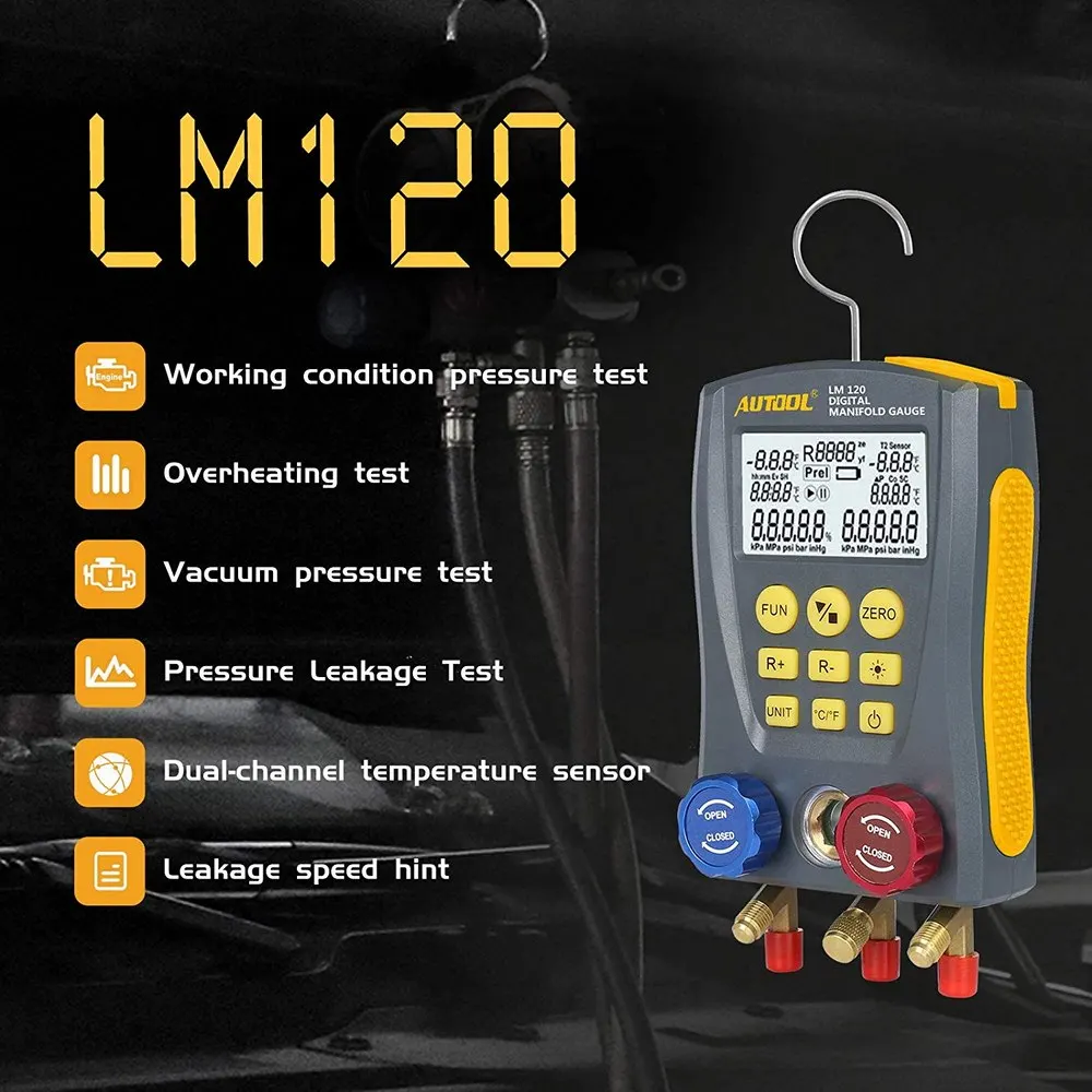 Измеритель давления LM120 кПа МПа Бар inHg PSI. Цифровой вакуумный манометр тестер