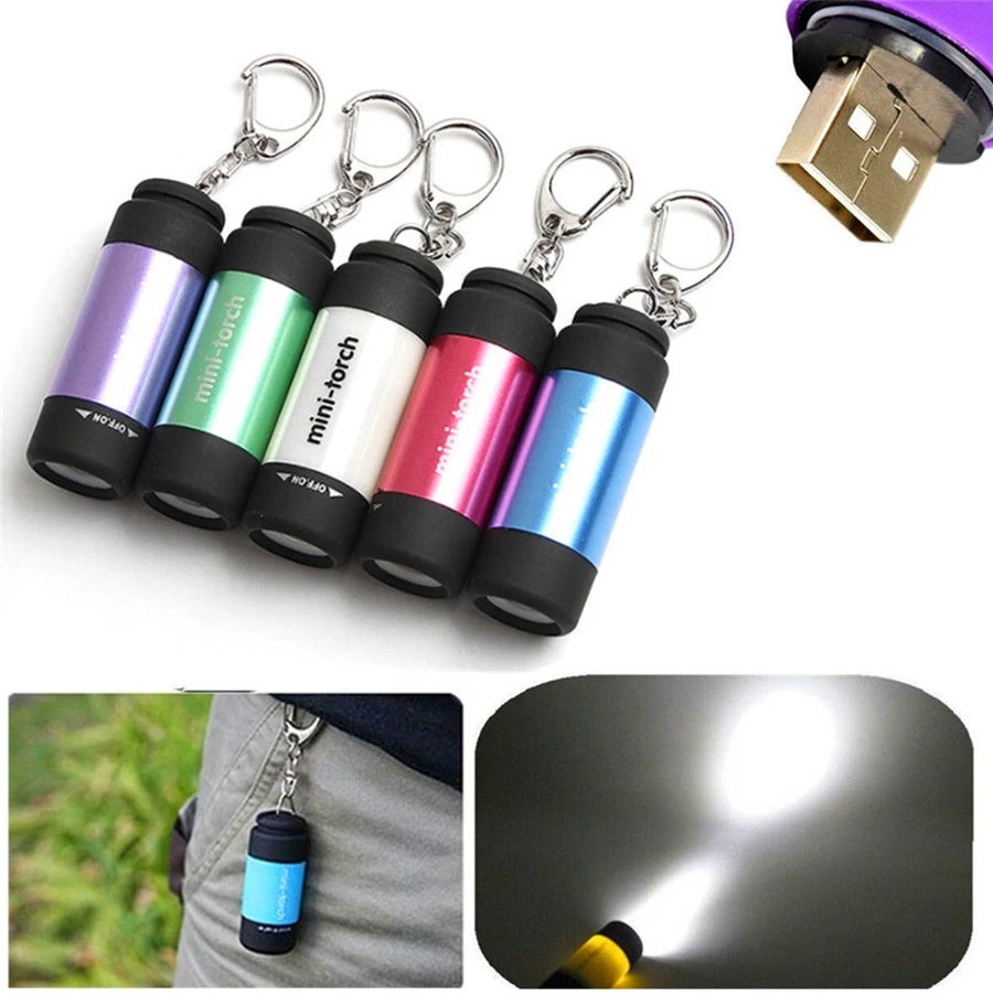 MUQGEW led light usb charg 0,3 Вт 25Lum портативный светодиодный мини-фонарик USB Перезаряжаемый брелок Белый Мини светодиодный фонарь